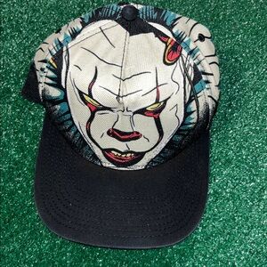 Stephen Kings IT Pennywise Snapback Hat Adjustable Flat Brim Black Cap Bioworld